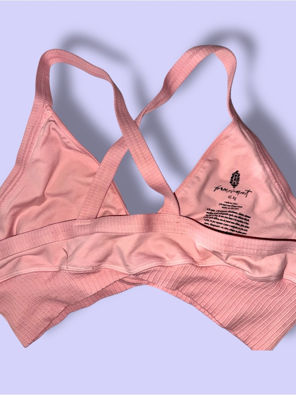 Free People Movement NWOT Wireless Light Pink Bralette w/Cross-Back Straps